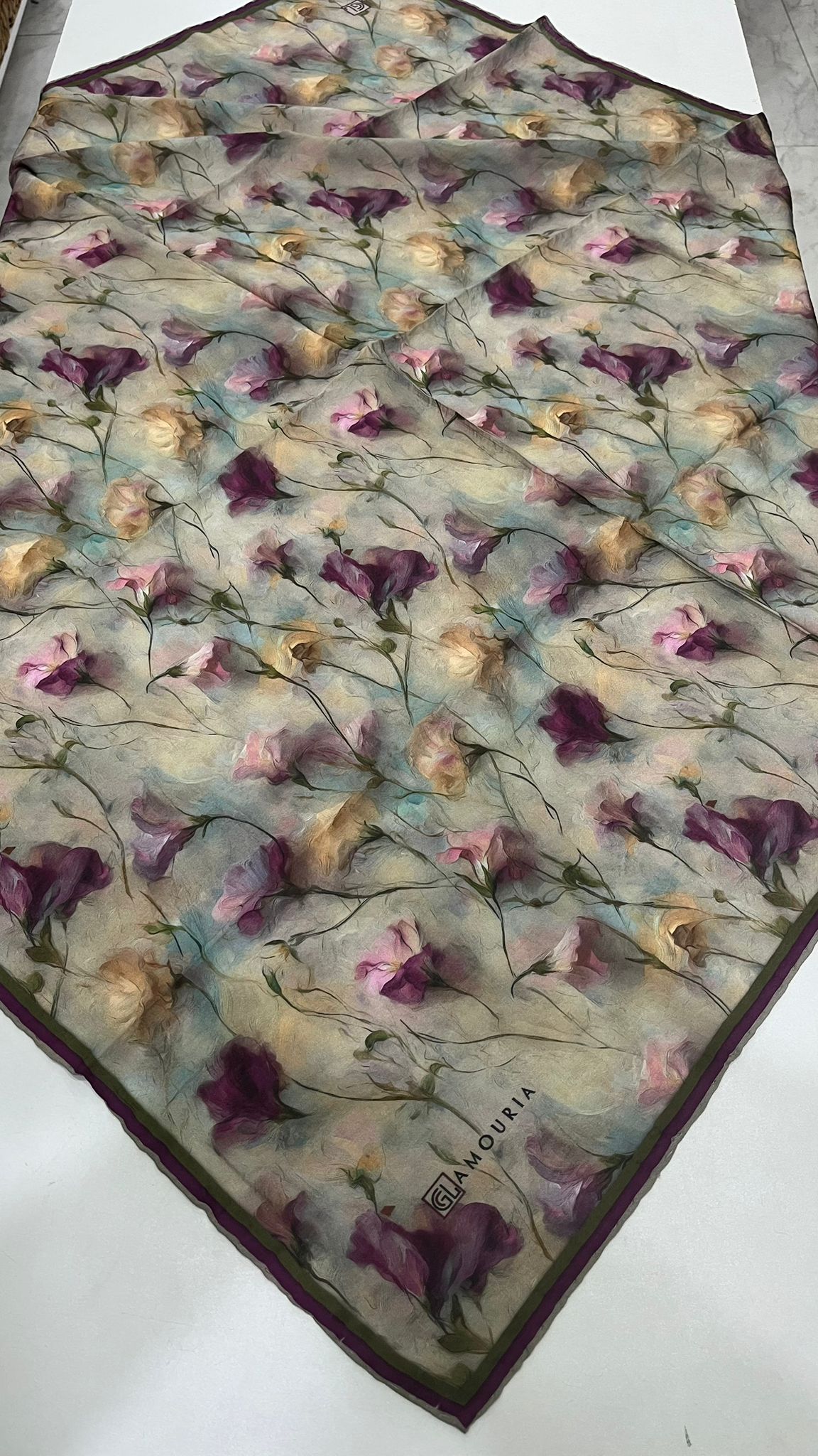 Desenli Modal Eşarp Vanilya