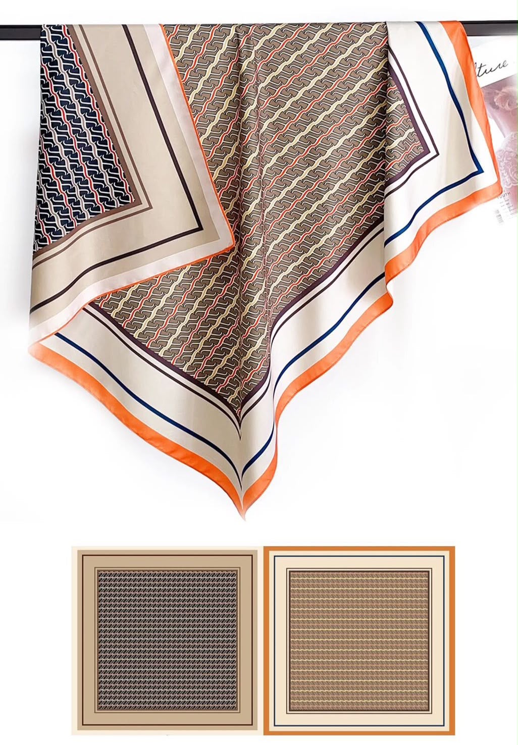 İthal Çift Taraflı Twill Eşarp Siyah-Taba