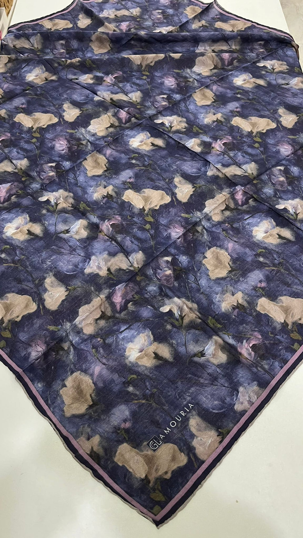 Desenli Modal Eşarp Morcivert