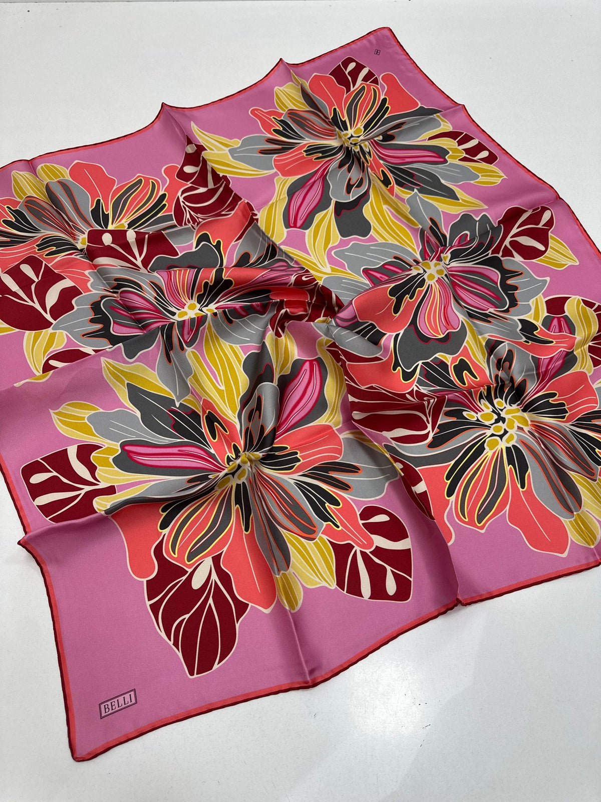 Belli'27 Kış Twill İpek Eşarp Şeker Pembe
