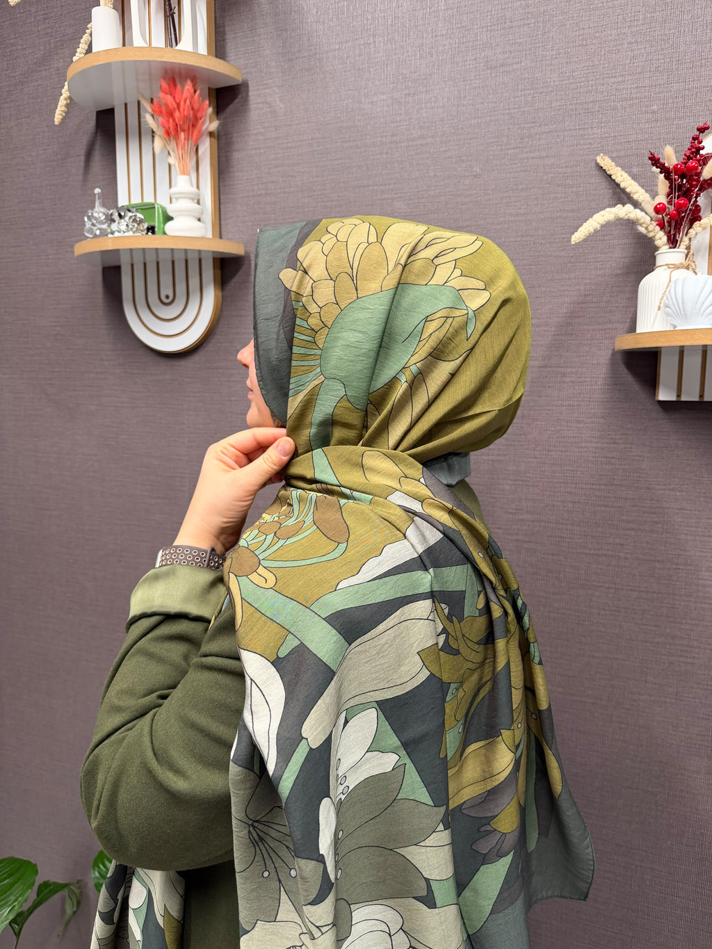 Fenza Modal Tencel Şal Açık Haki