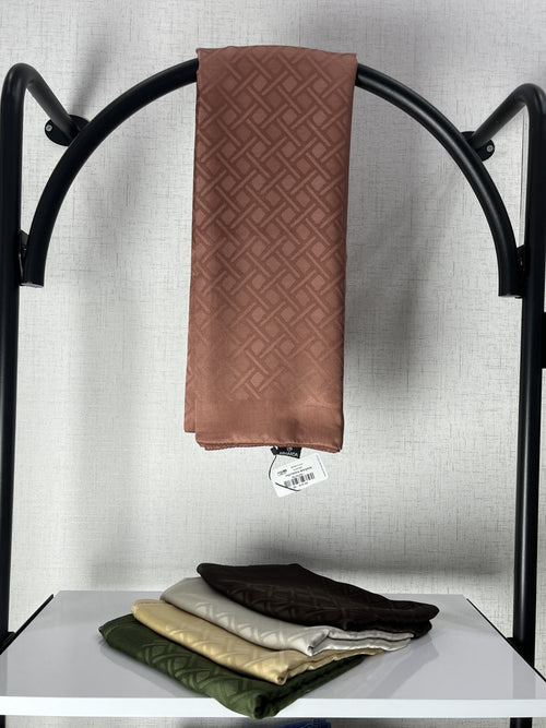 Armanda Pamuk Jakar Geometrik Desen Şal Soğan Kabuğu