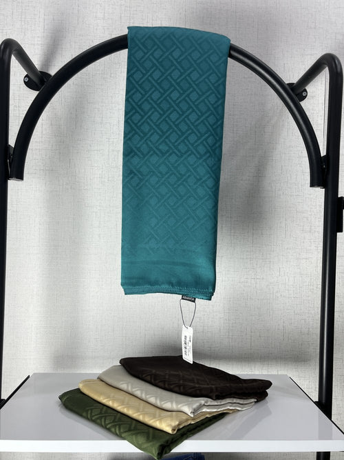 Armanda Pamuk Jakar Geometrik Desen Şal Petrol Yeşili