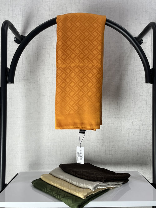 Armanda Pamuk Jakar Geometrik Desen Şal Oranj