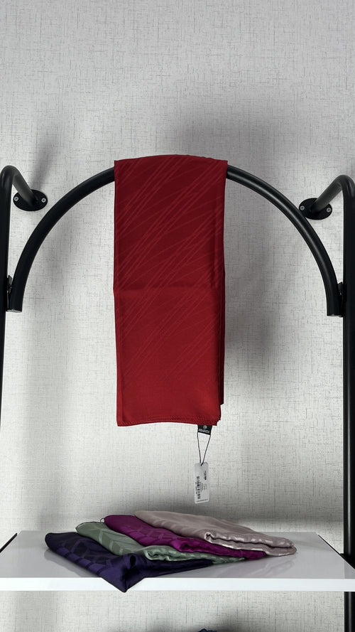 Armanda Pamuk Jakar Geometrik Desen Şal Kırmızı