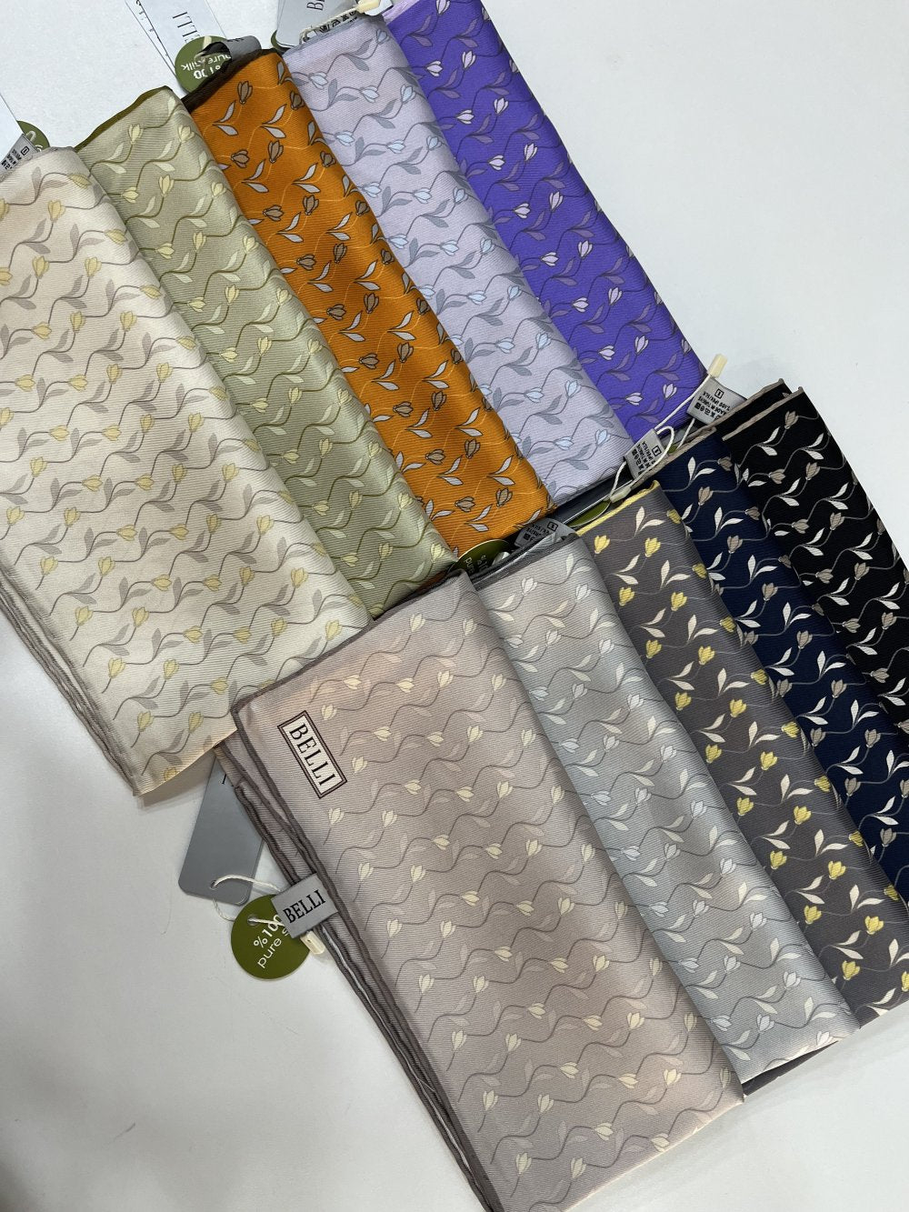 Belli Nostalji Twill İpek Eşarp Soft Yeşil