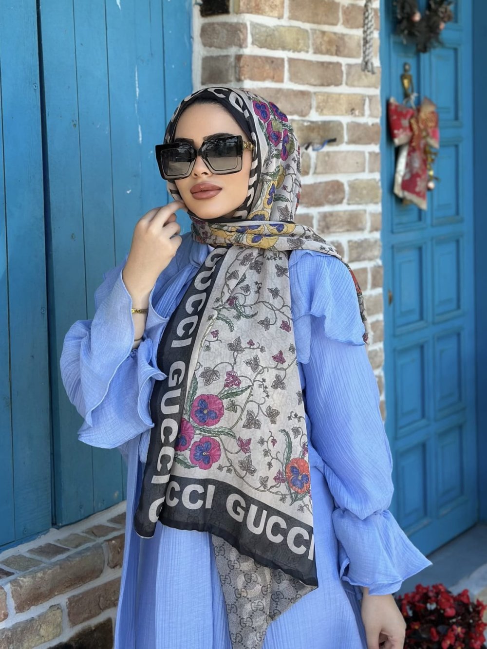 Çift Taraflı Çift Kat Vual İpek Şal Siyah Yasemin