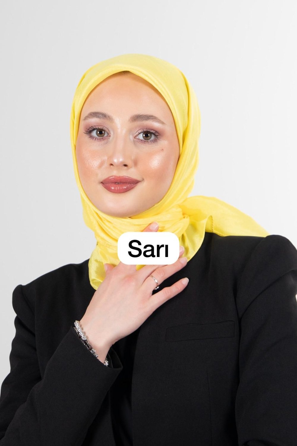 Düz Renk Pamuk Vual Eşarp Sarı