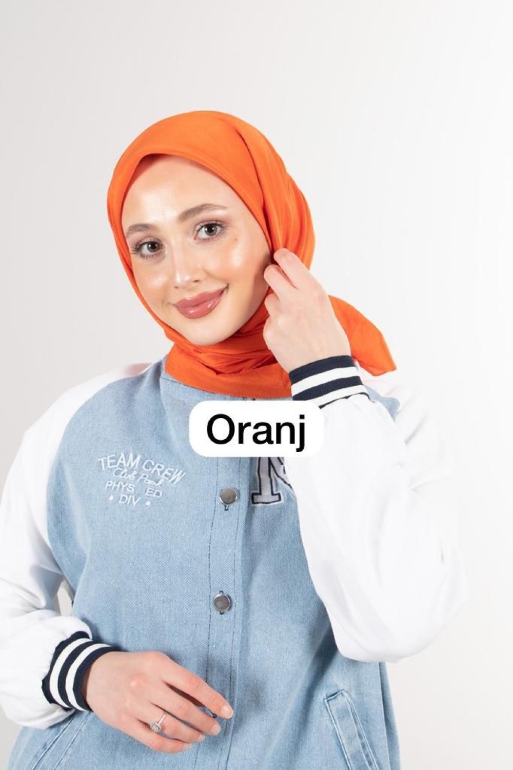 Düz Renk Pamuk Vual Eşarp Oranj