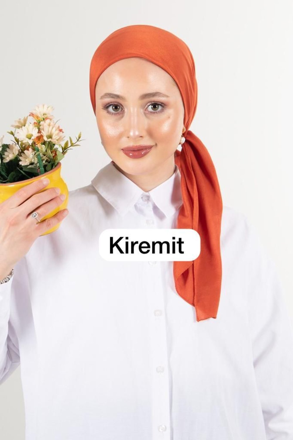 Düz Renk Pamuk Vual Eşarp Kiremit