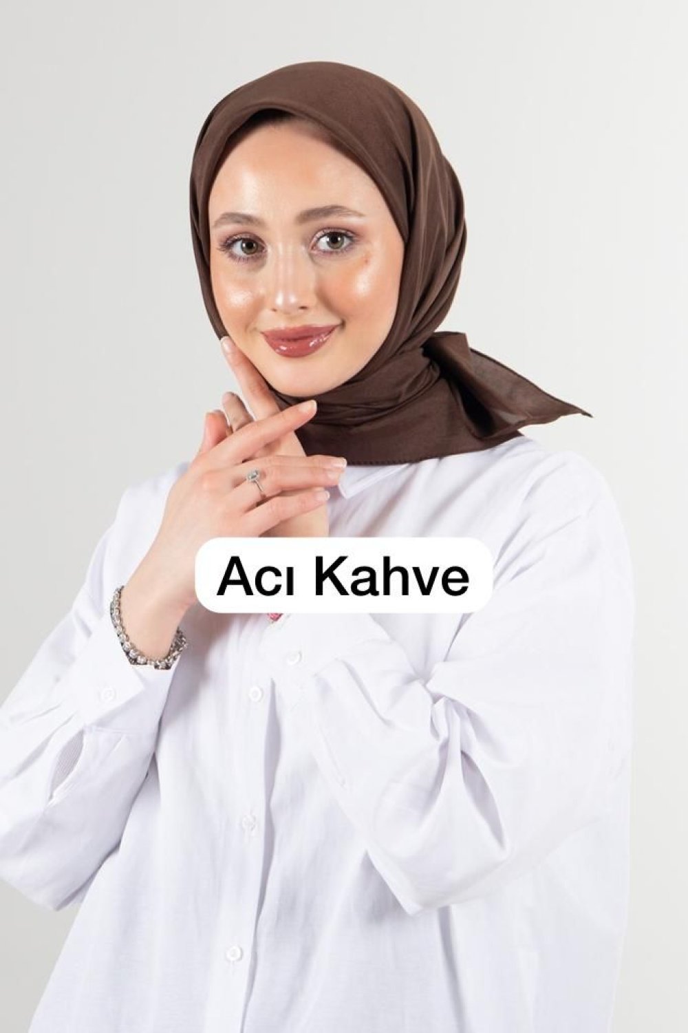 Düz Renk Pamuk Vual Eşarp Acı Kahve