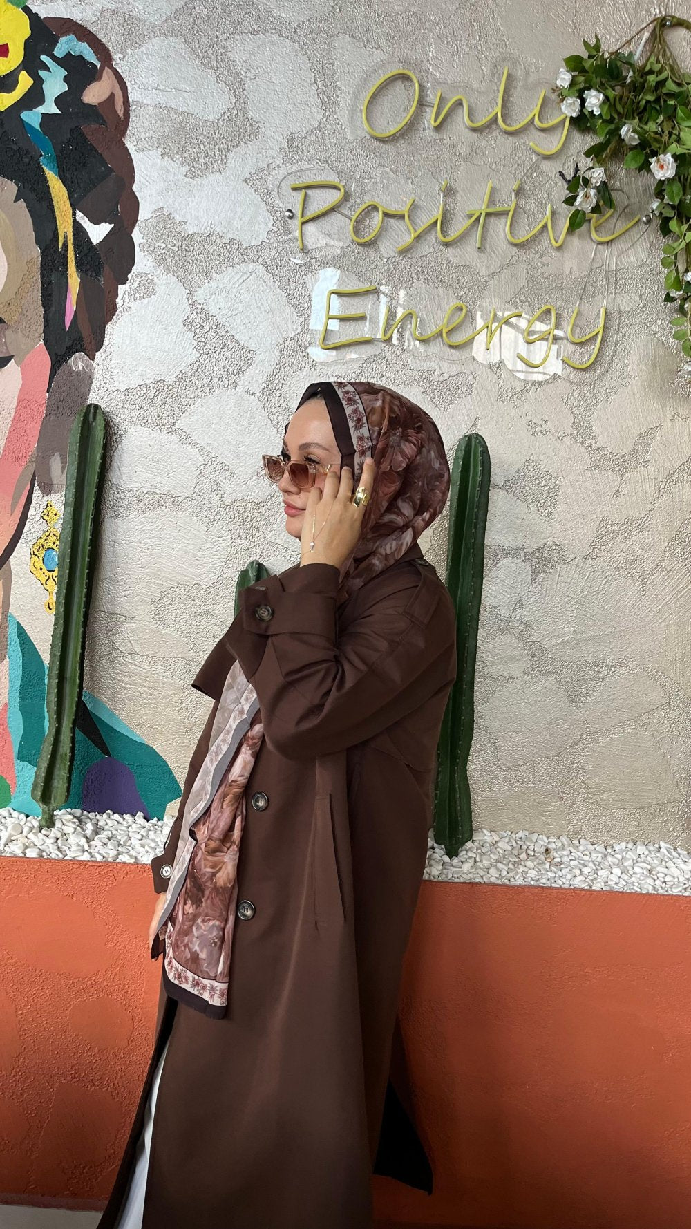 Floransa İpek Krep Şal Çikolata Kahve