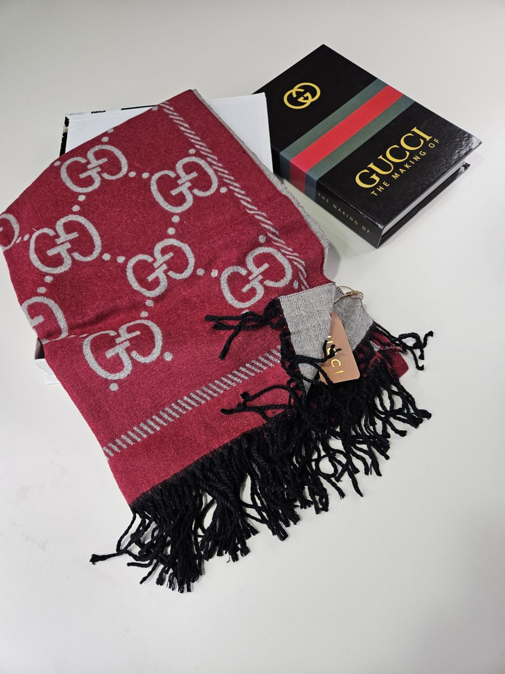 İpek Omuz Şalı Gri Bordo