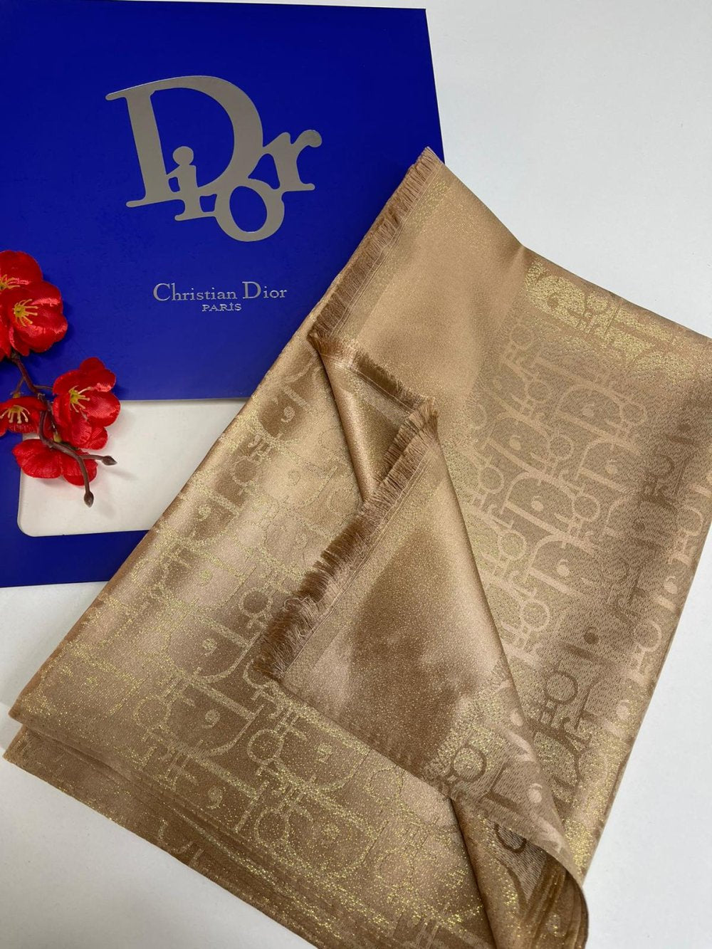 İthal Simli Dior Kaşmir İpek Şal Gold