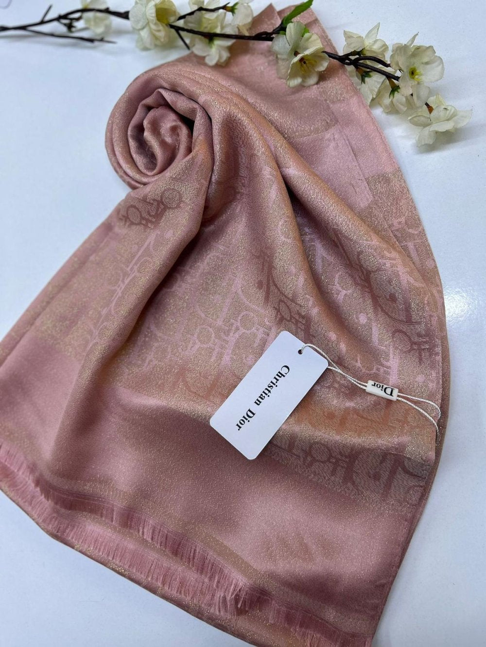 İthal Simli Kaşmir İpek Şal Pembe