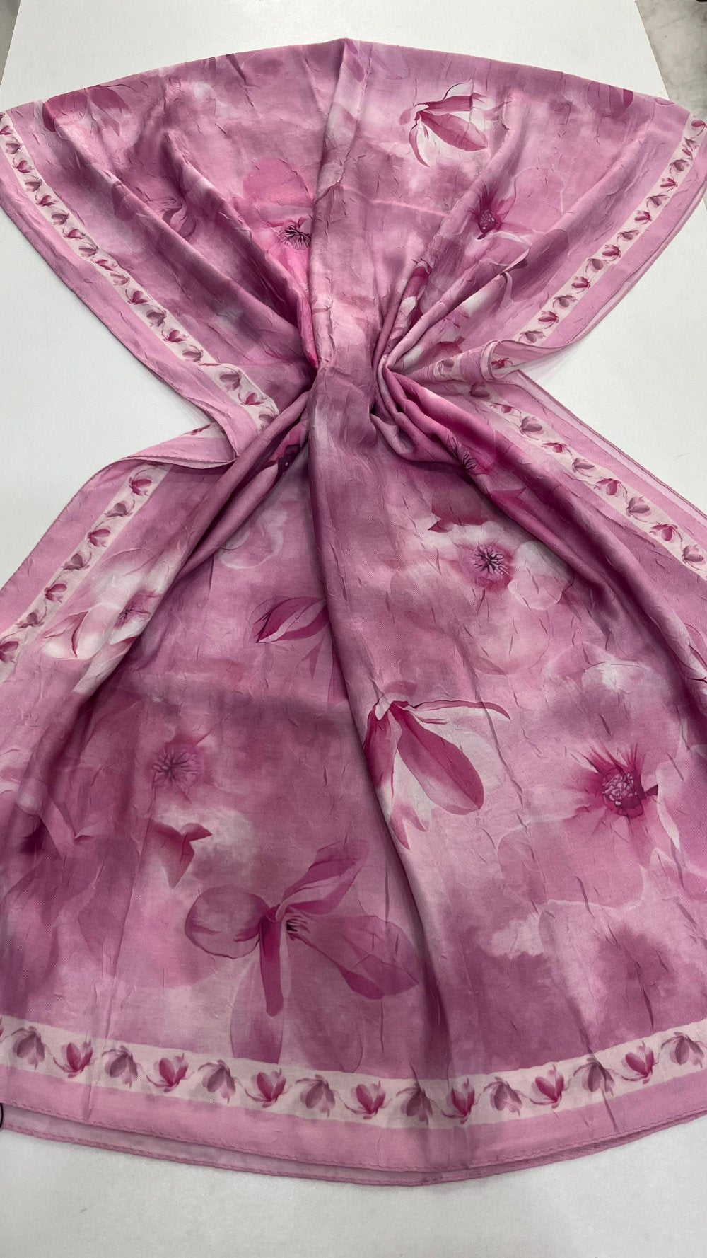 PEONY Desenli Kraş Şal Viola pembe
