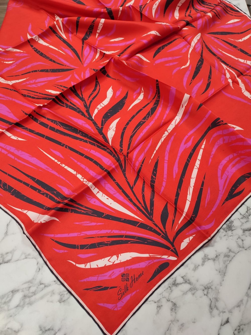 Silk Home Twill İpek Eşarp Siyah Kırmızı