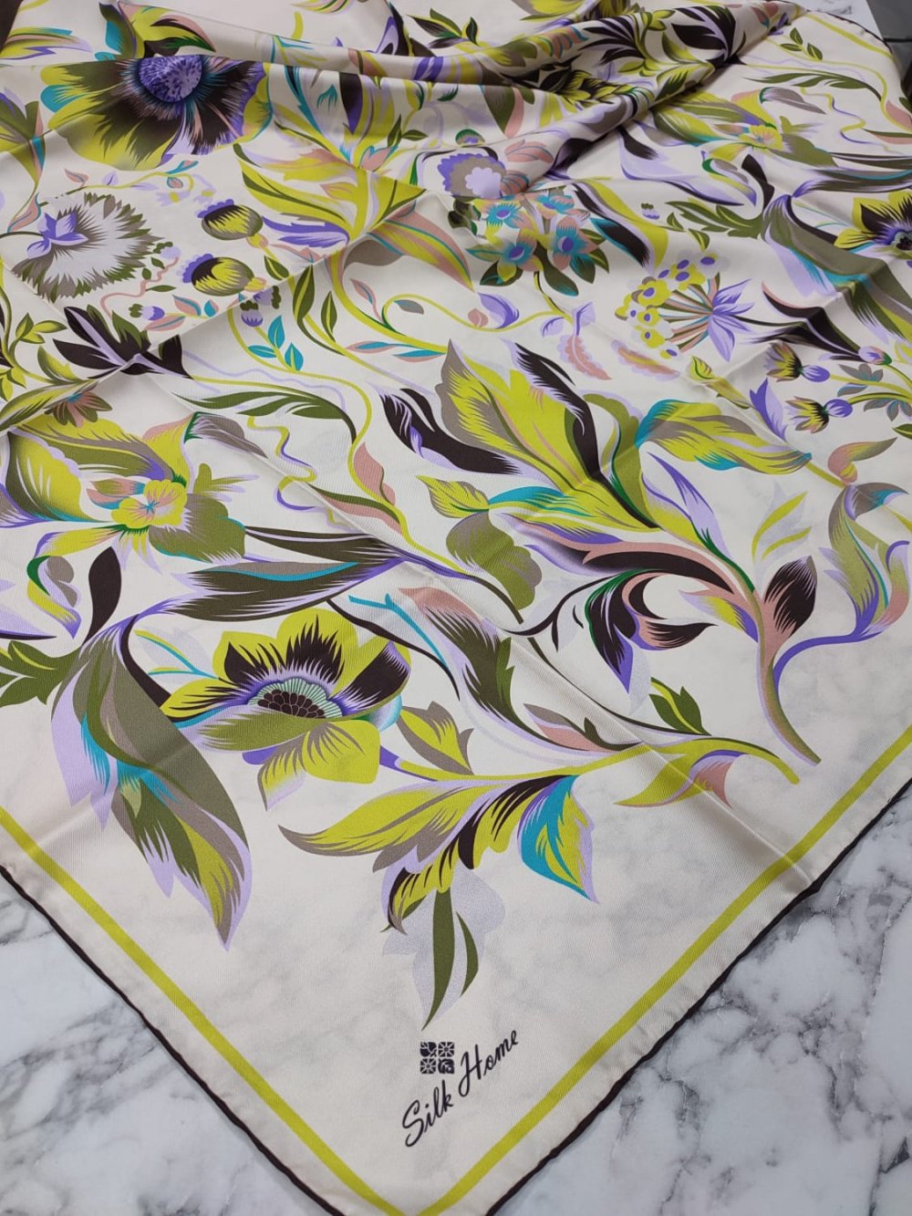 Silk Home Twill İpek Eşarp Yağ Yeşil