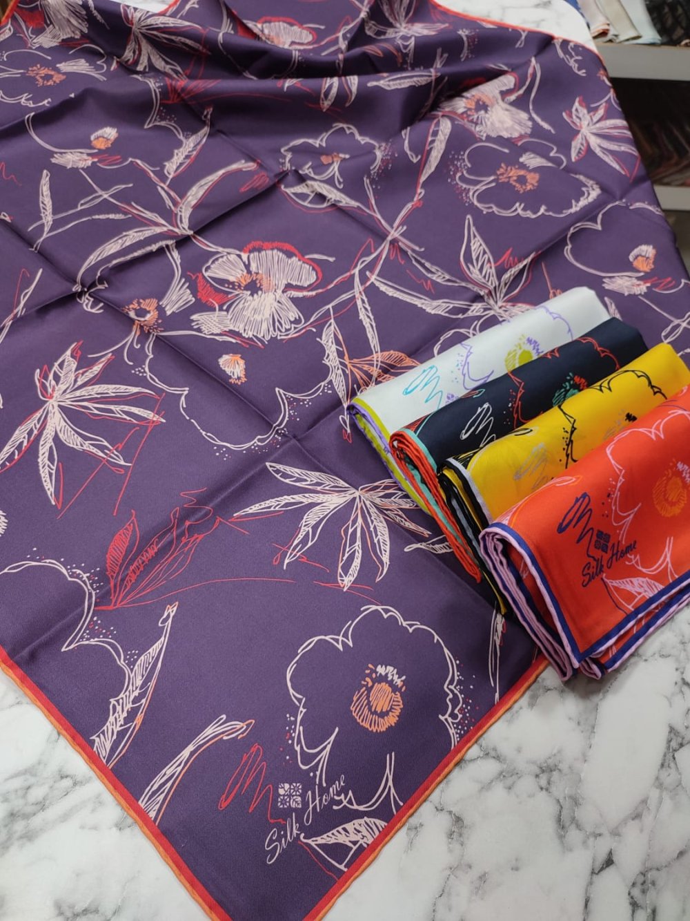 Silk Home Twill İpek Eşarp Nar Çiçeği
