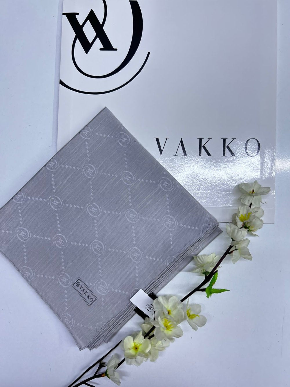 Vakko Pamuk İpek Eşarp Gümüş