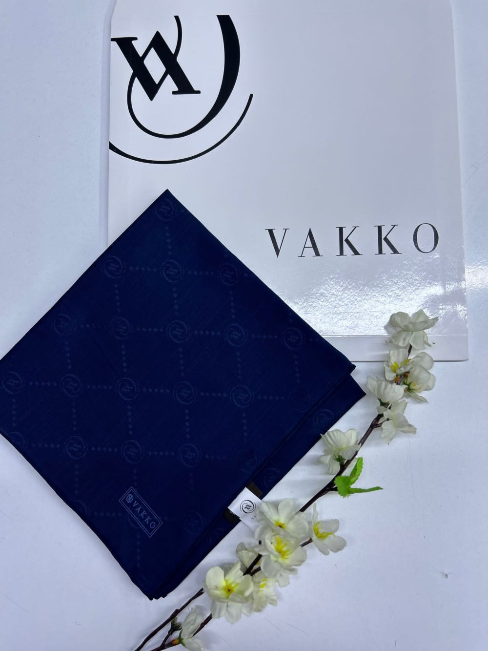 Vakko Pamuk İpek Eşarp Lacivert