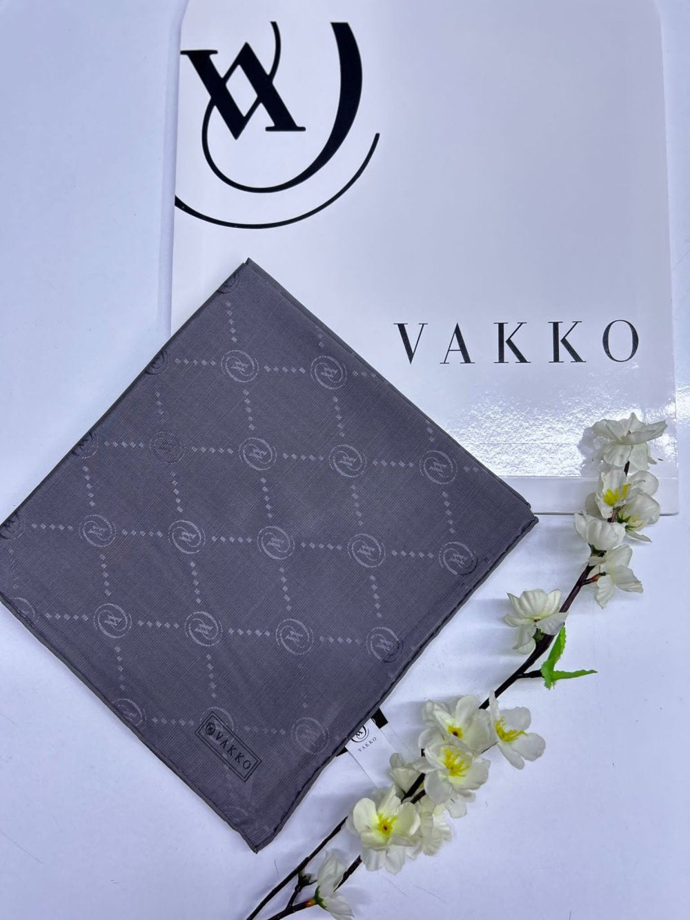 Vakko Pamuk İpek Eşarp Koyu Gri