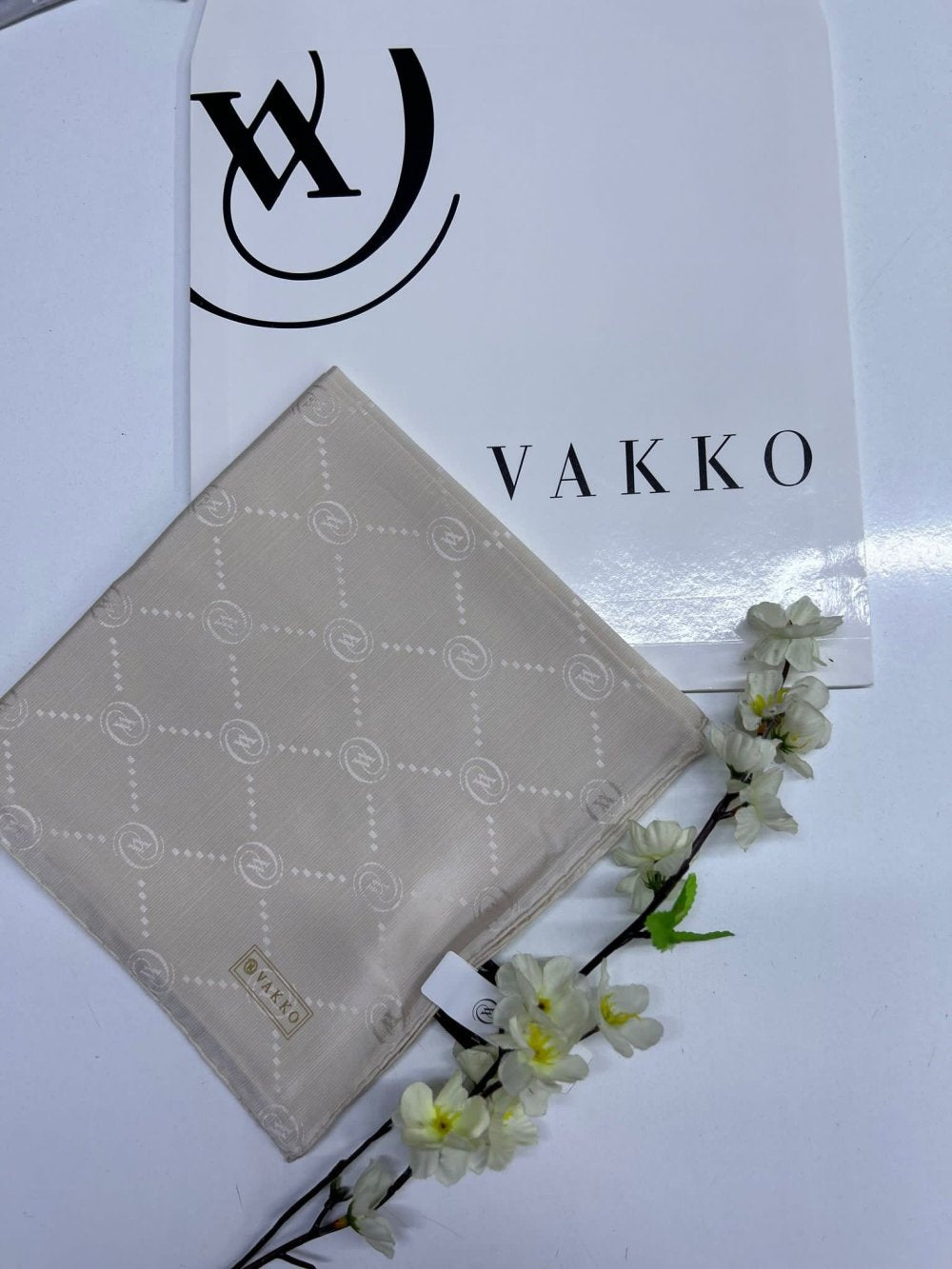 Vakko Pamuk İpek Eşarp Krem