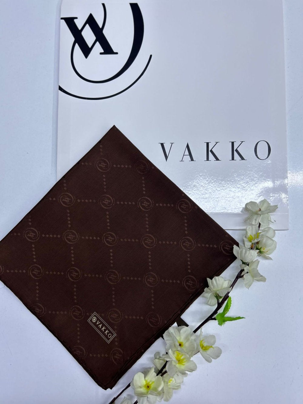 Vakko Pamuk İpek Eşarp Kızıl Kahve