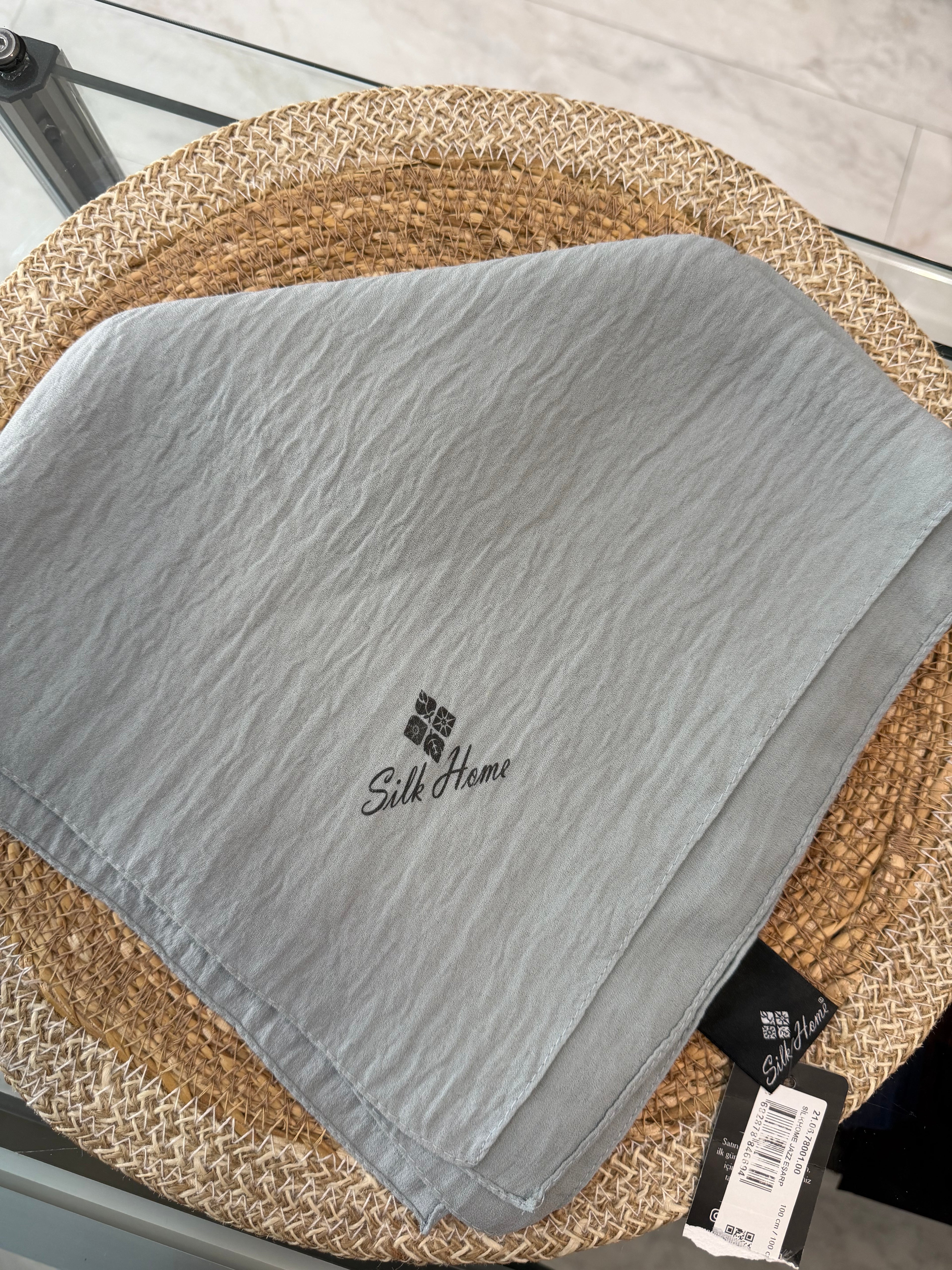 Silk Home Aerobin Tek Renk Cazz Eşarp Gri