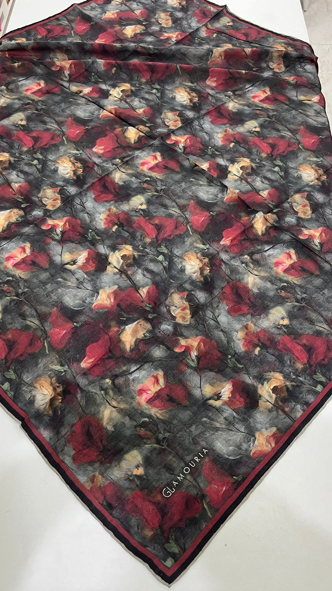 Desenli Modal Eşarp Antrasit