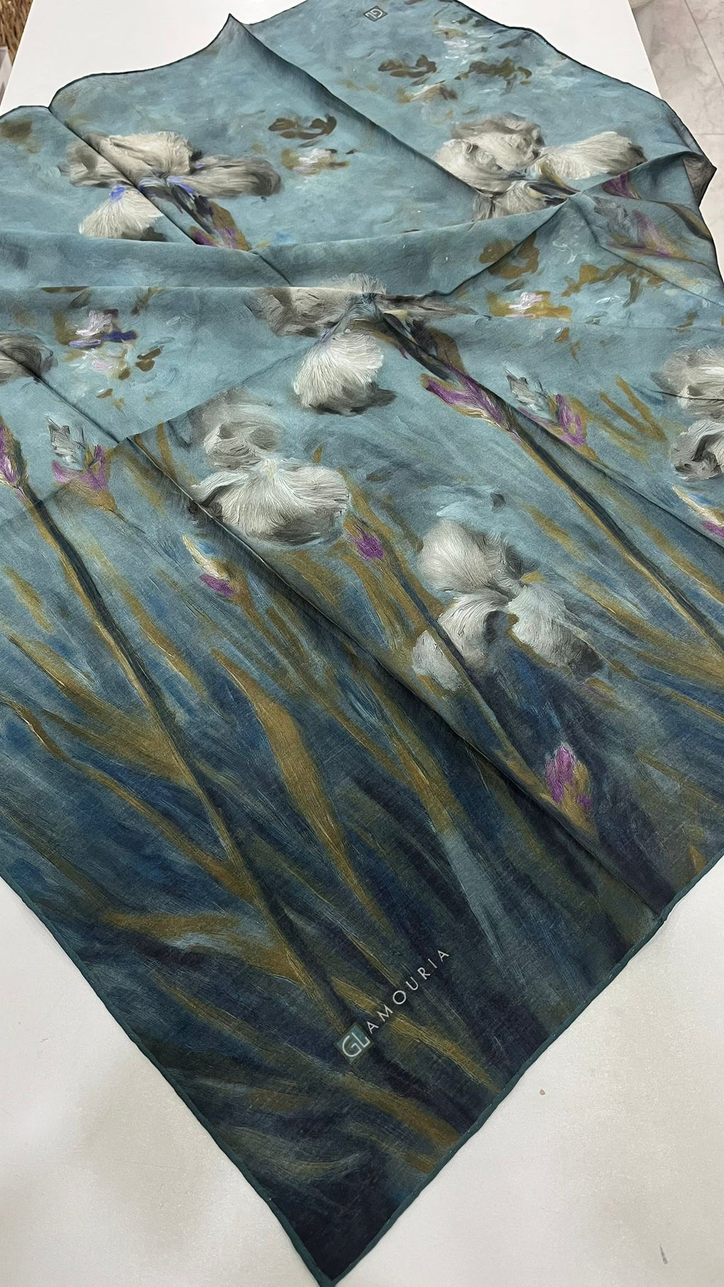 Desenli Modal Eşarp Mistik Mavi