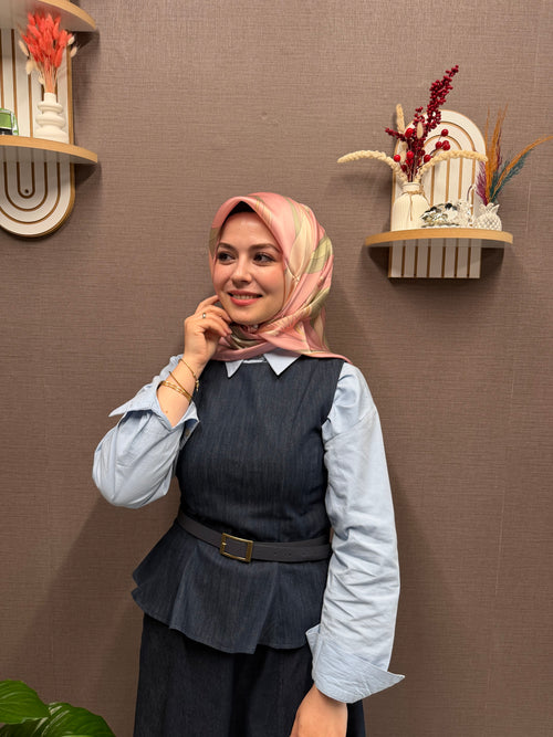 Armine Nostalji Saf İpek Eşarp Pembe