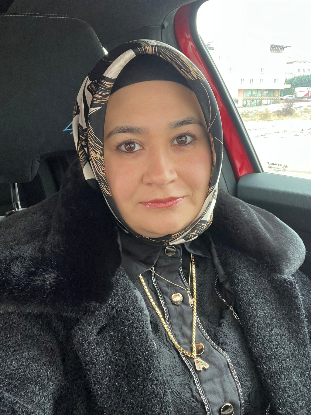 Belli Nostalji Twill İpek Eşarp Siyah-Gold