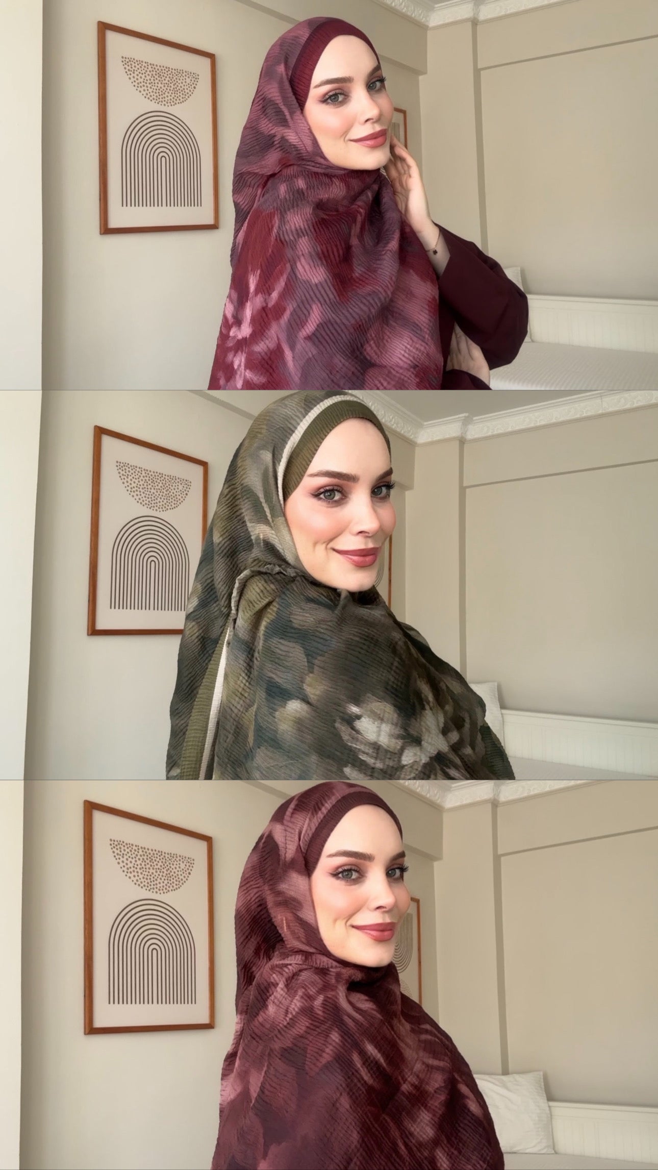 Sümeyye Tural Seçimi Müslin Şal Bordo-Gri