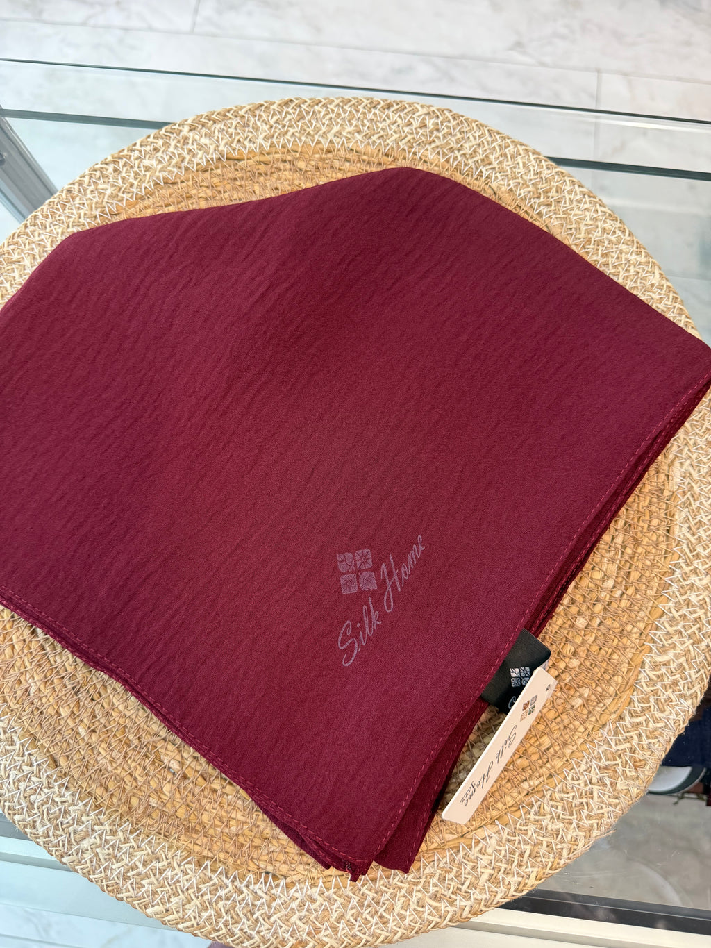 Silk Home Aerobin Tek Renk Cazz Eşarp Bordo