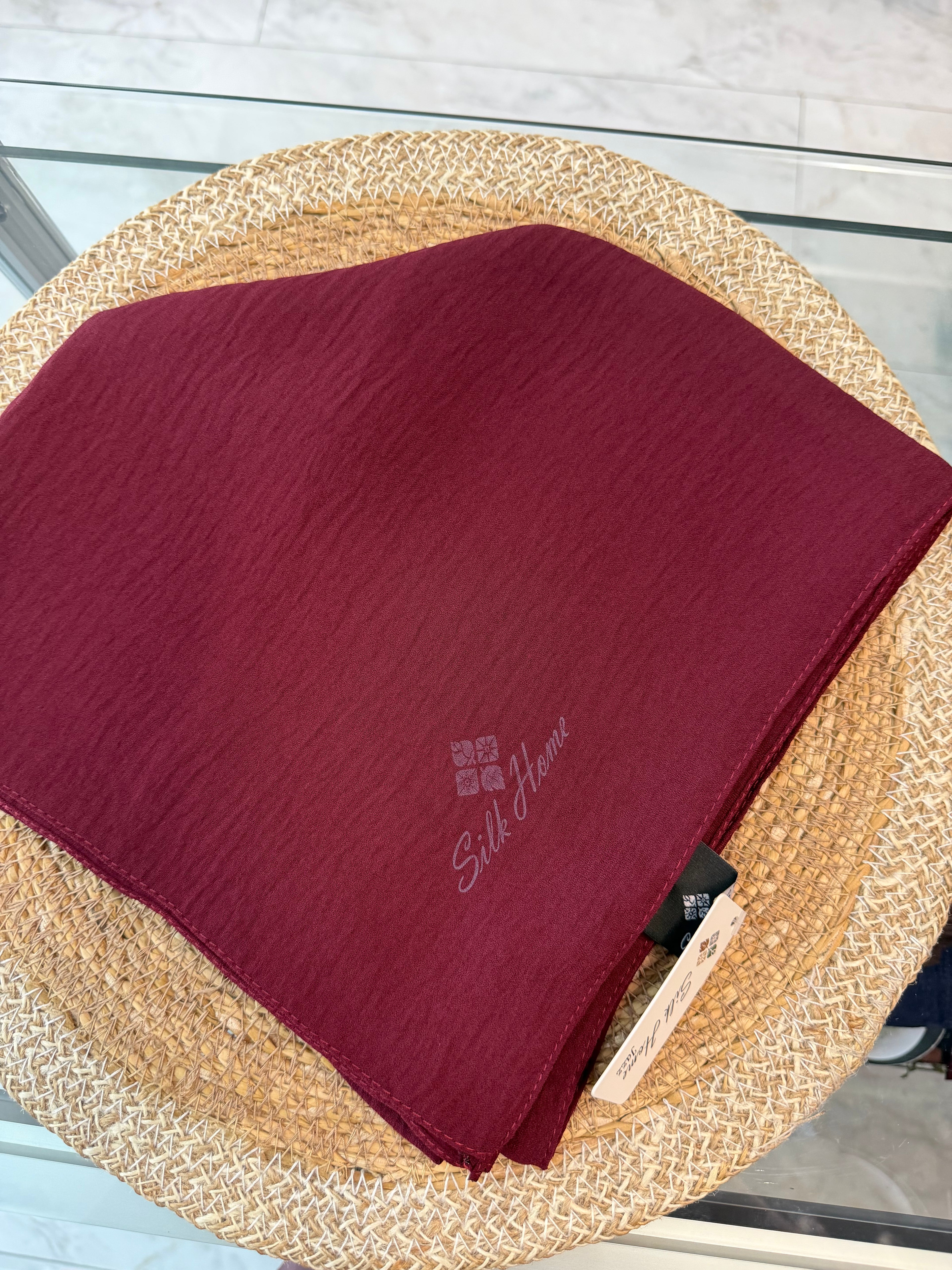 Silk Home Aerobin Tek Renk Cazz Eşarp Bordo