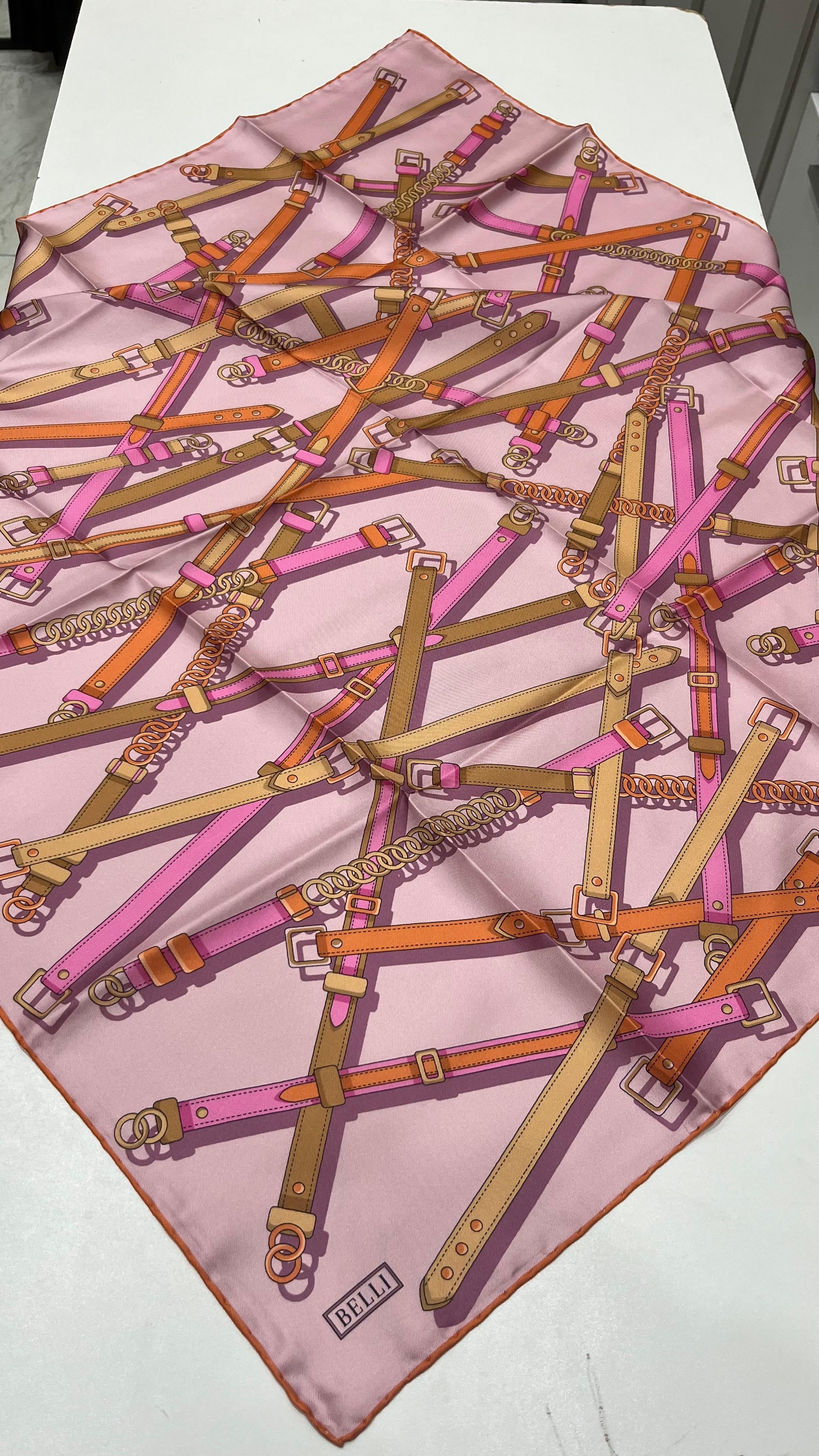 BELLI '25 Kış Sezonu Twill İpek Eşarp Pembe