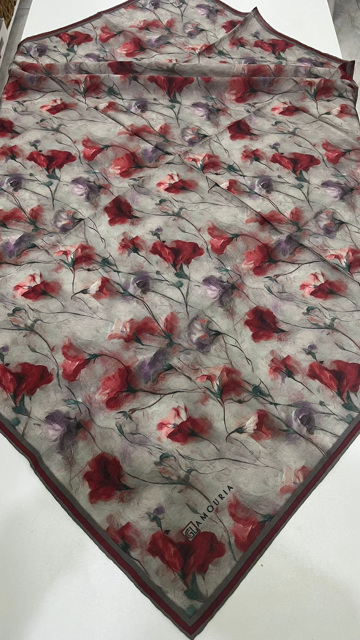 Desenli Modal Eşarp Kırmızı