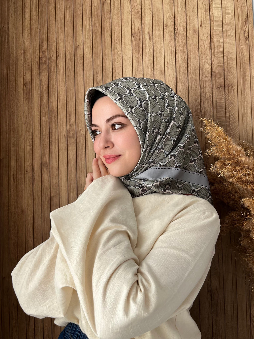 İthal Çift Taraflı Twill Eşarp Çağla-Pembe