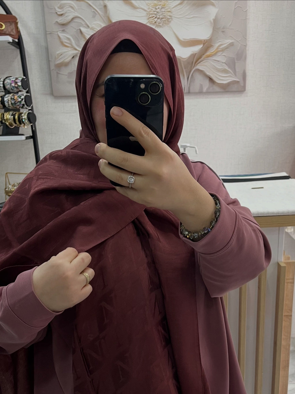 Noura Scarf Naia Şal  Bordo