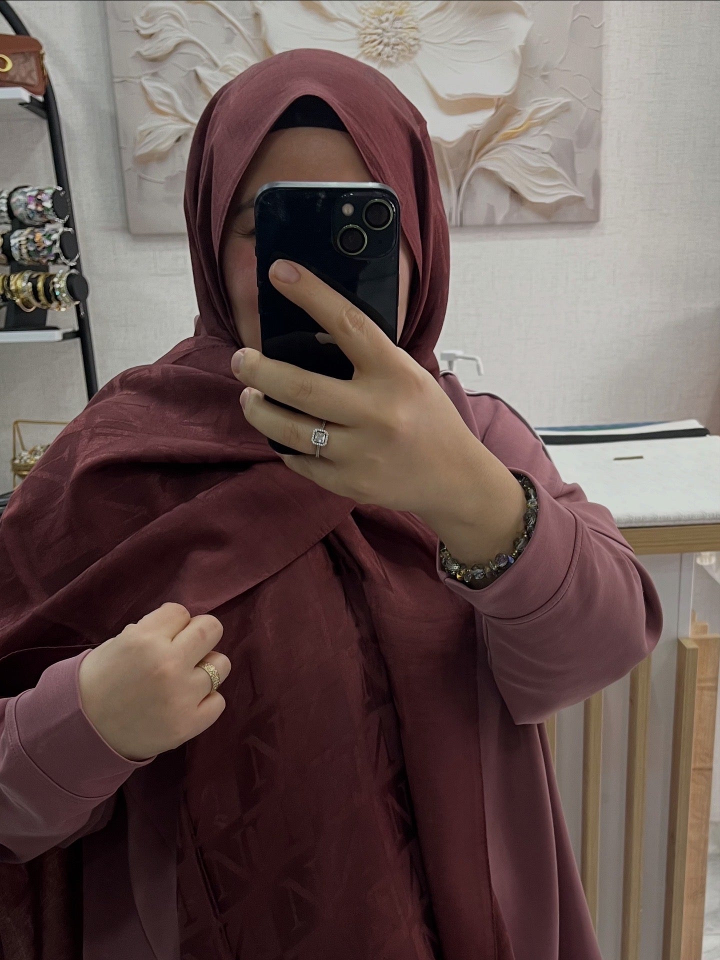 Noura Scarf Naia Şal  Bordo