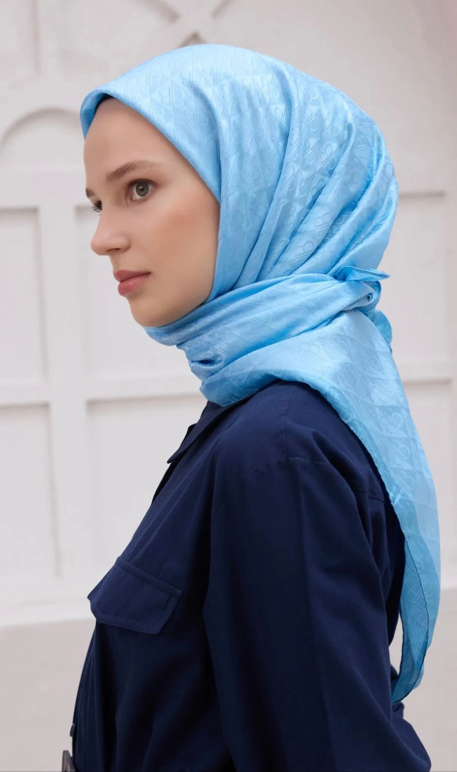 Monogram Eşarp Kot Mavi