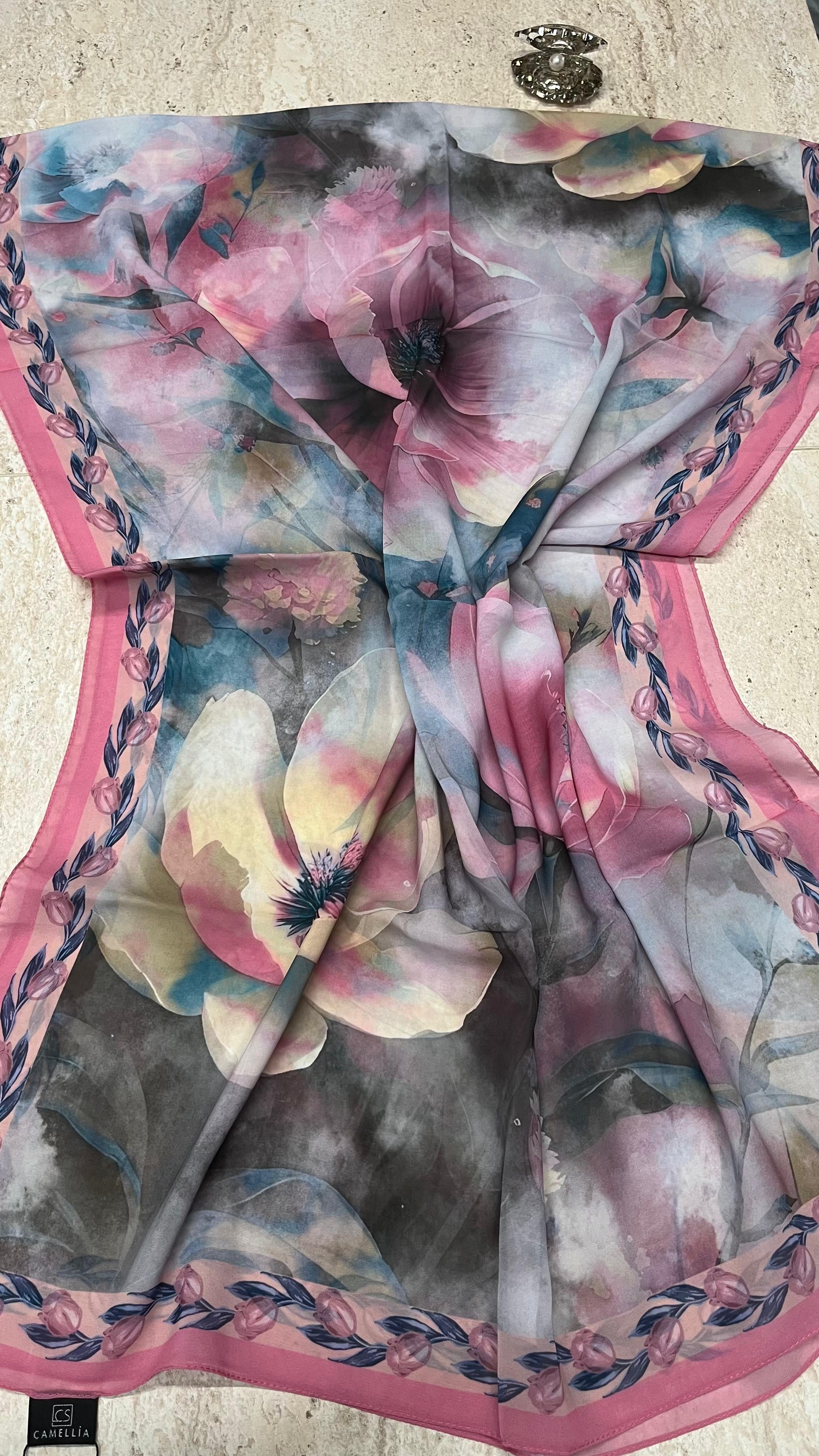 Pretty Krep Şifon Şal Pembe
