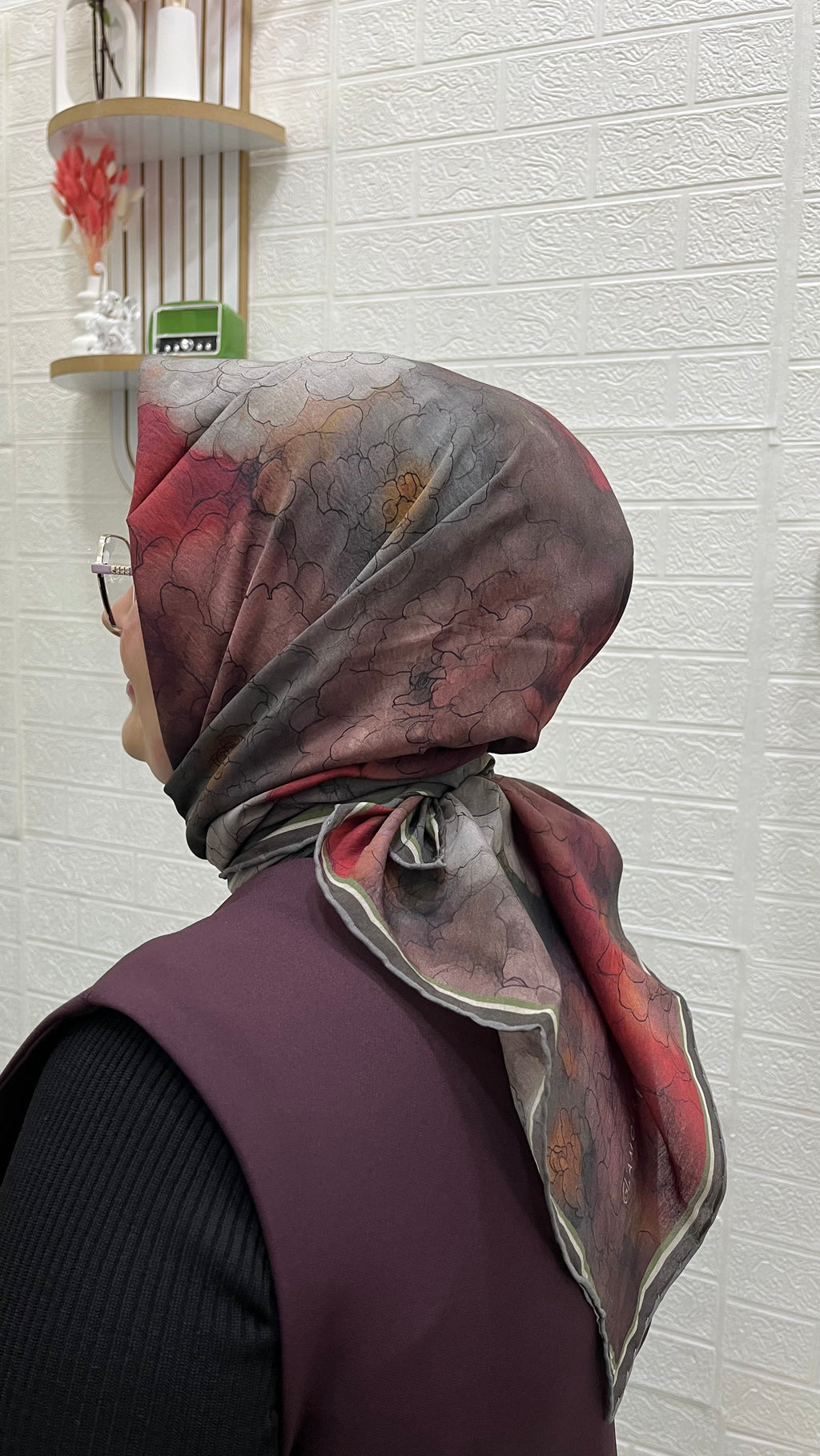 Desenli Modal Eşarp Gül