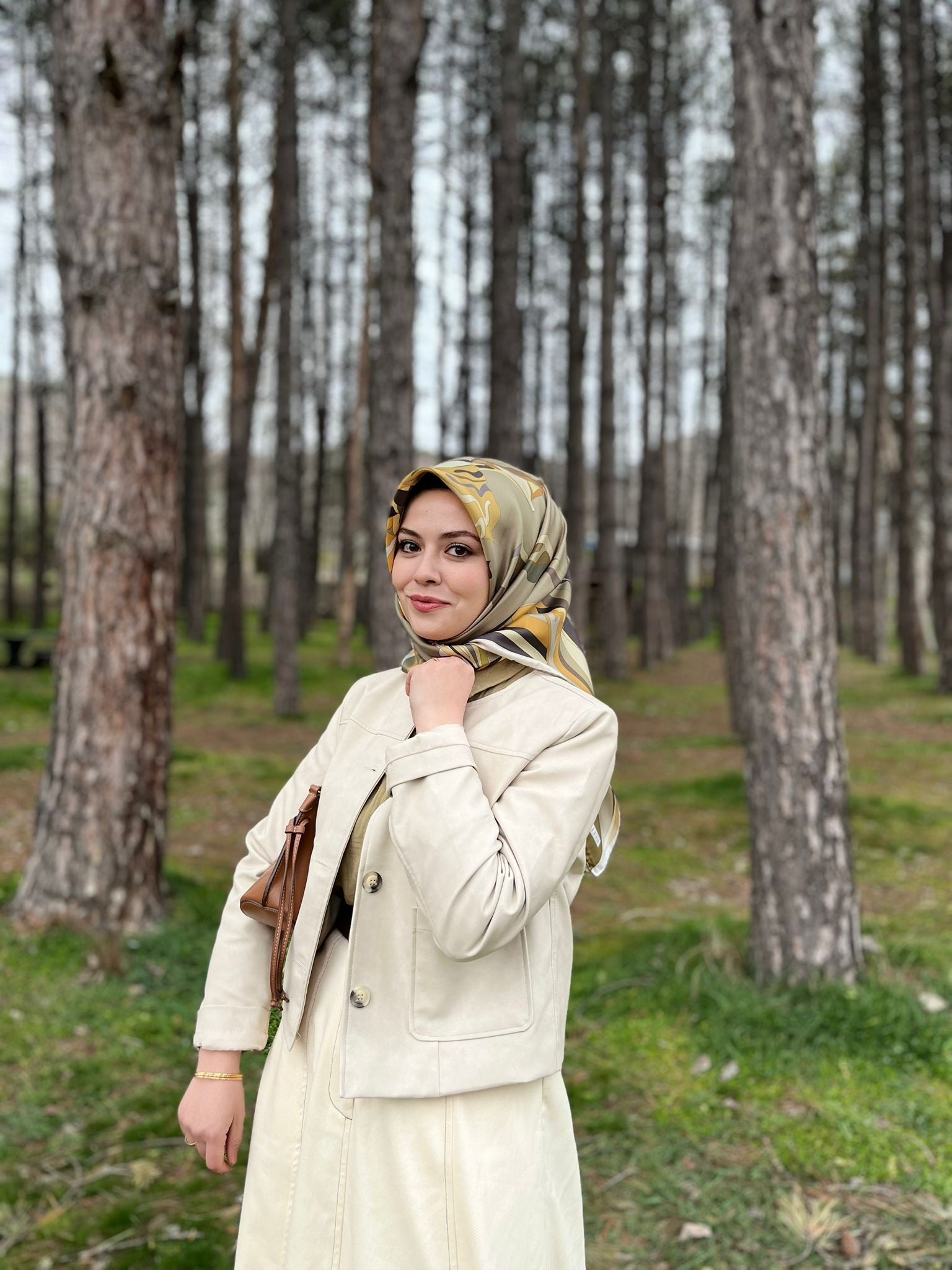 Seyydayla Seçimi Nostalji Twill İpek Eşarp Yeşil
