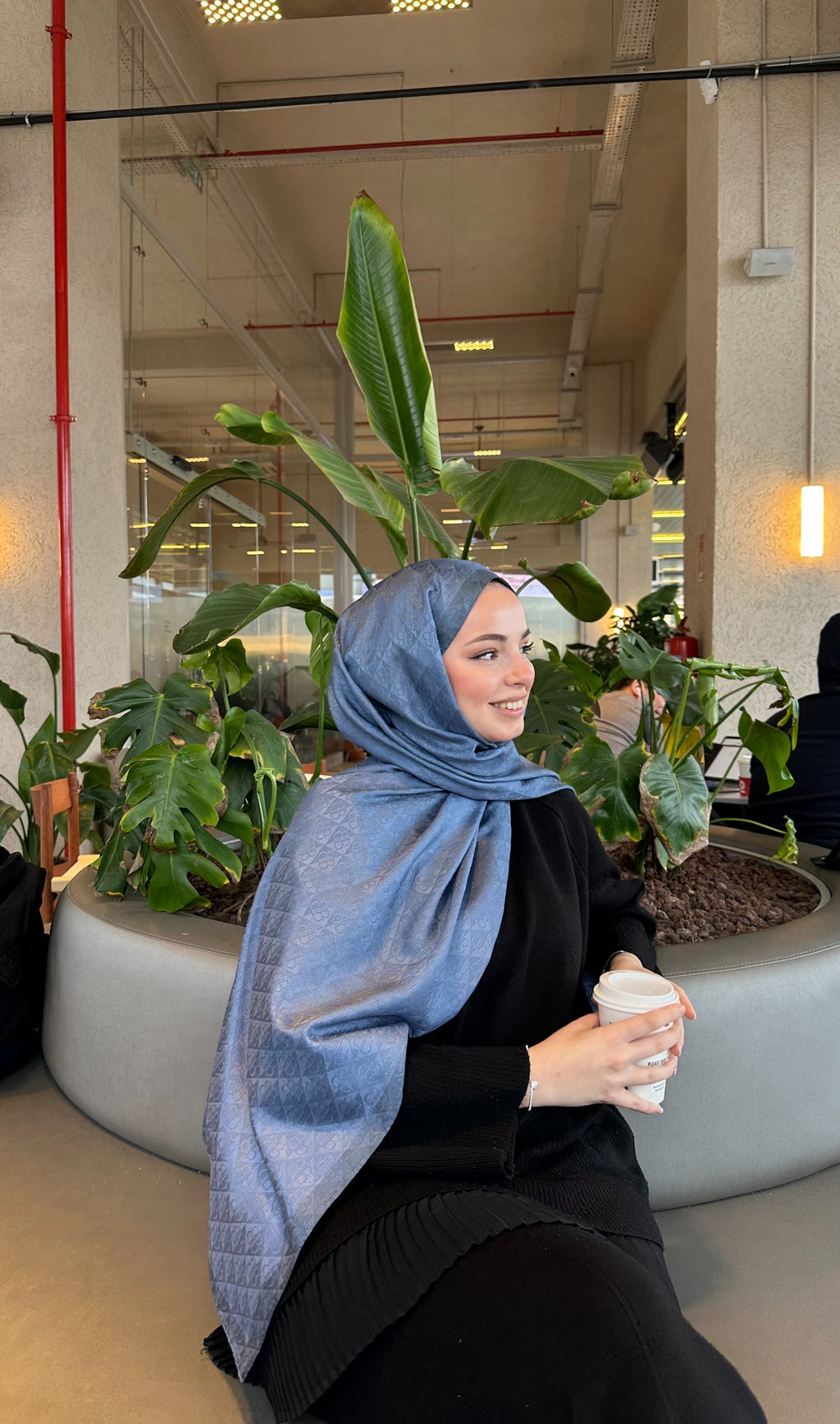 Jakar Monogram Logo Desen İndigo Şal