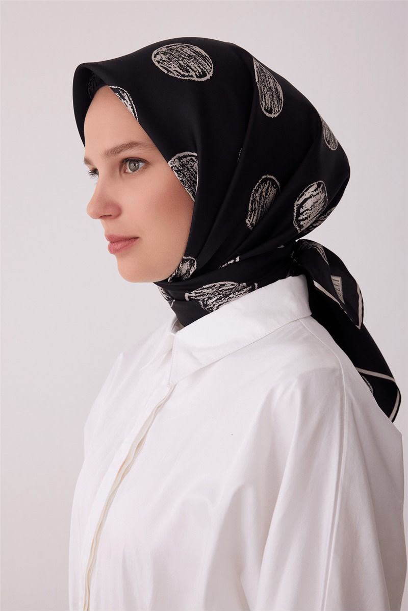 Belli'27 Kış Twill İpek Eşarp Siyah