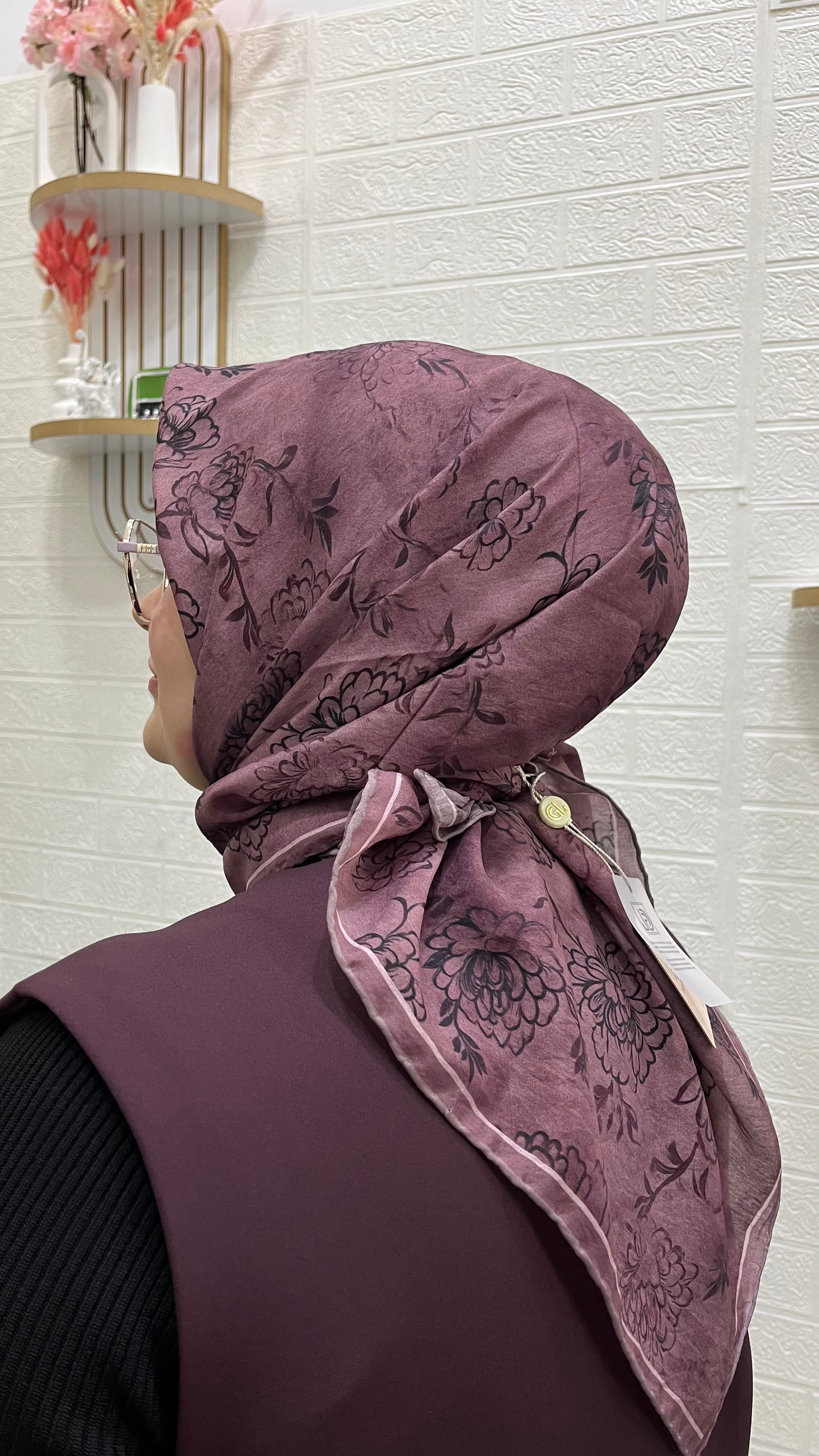 Desenli Modal Eşarp Kuru Gül