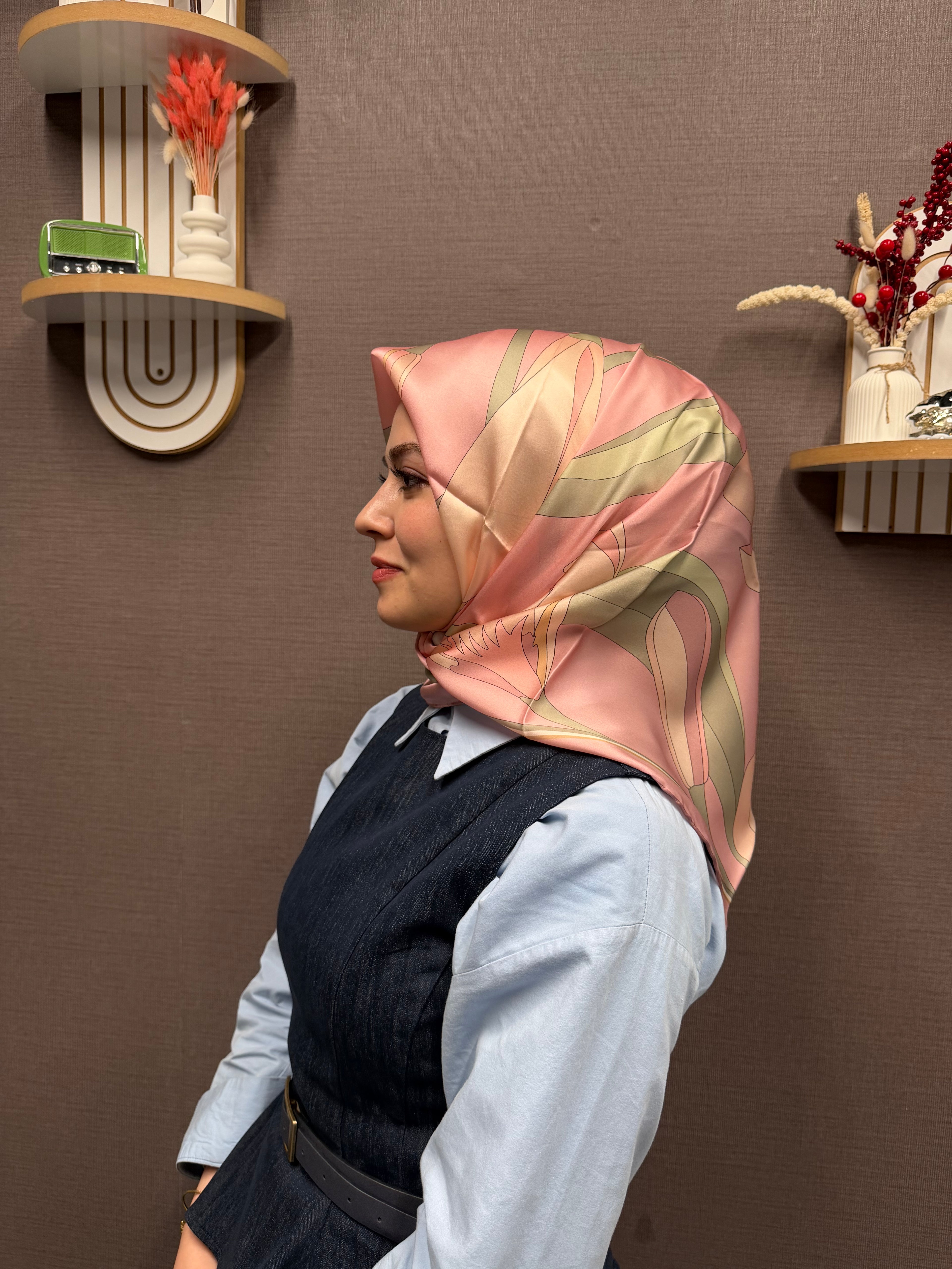 Armine Nostalji Saf İpek Eşarp Pembe