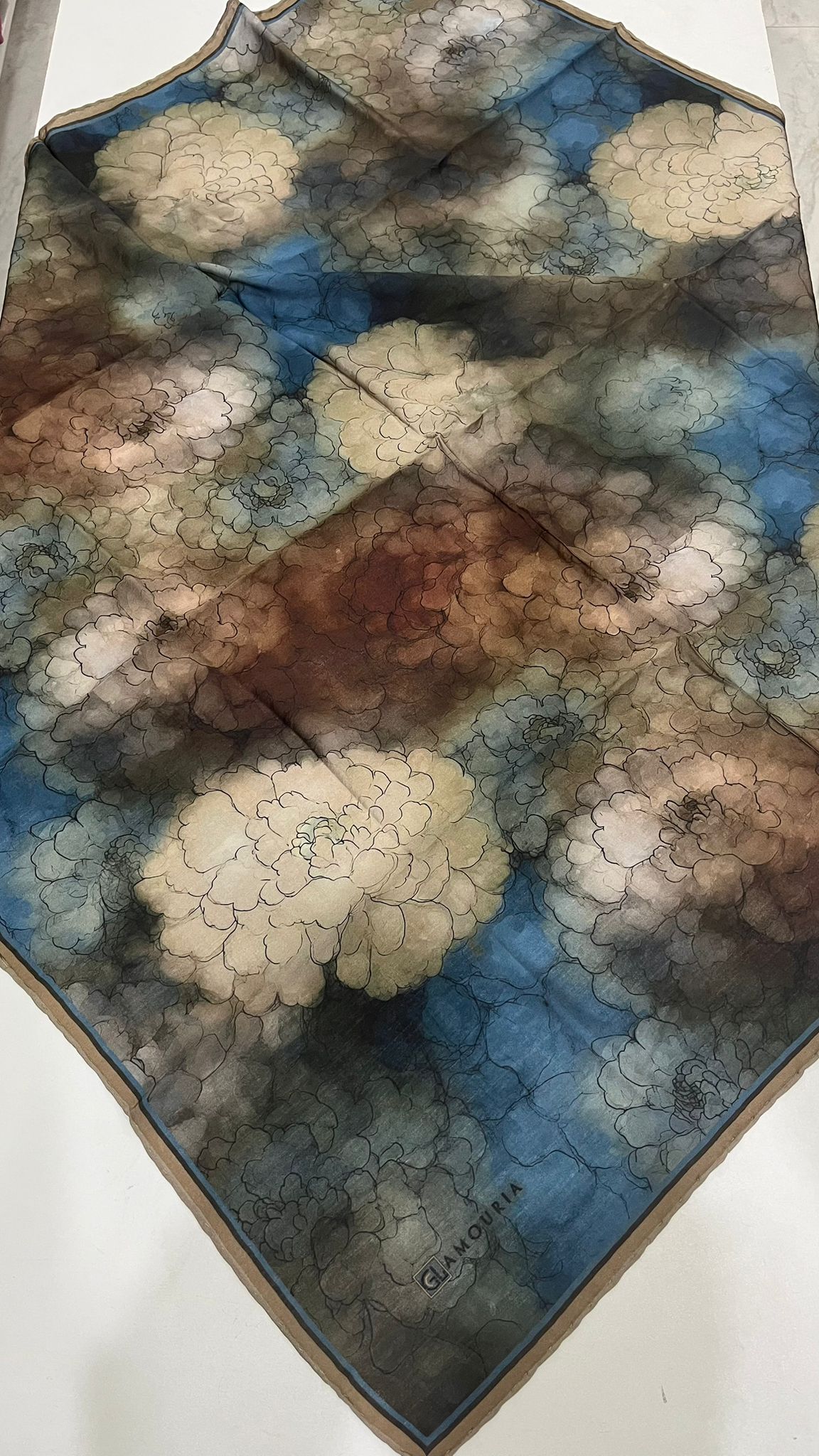 Desenli Modal Eşarp Turkuaz